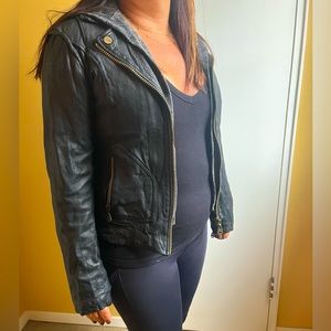 Doma genuine distressed leather biker jacket